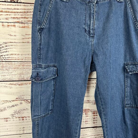 Womens Y2K Calvin Klein Jeans Cargo Pants Baggy Pockets Medium Wash Straight 12 - Picture 4 of 6